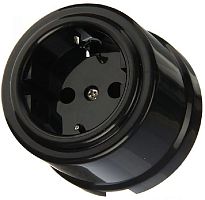 Розетка-ретро с заземлением пластик Bironi Лизетта 1-м. черный картинка